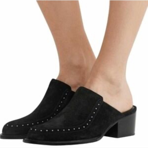 rag & bone Shoes - Rag & Bone BLACK Suede "Weiss" Slip On Mules Women's Size 8.5